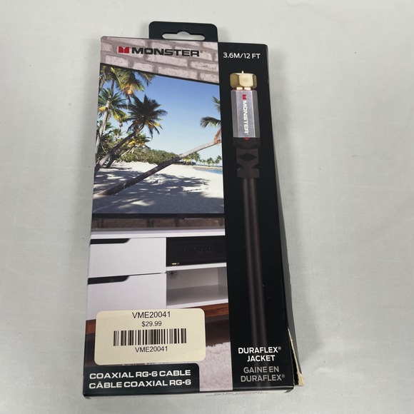 Monster RG-6 Coaxial Cable 12 FT Premium Broadband‎ Internet Gold Plated - Picture 1 of 6